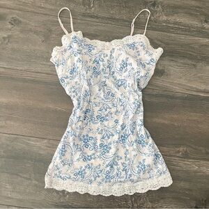 Aeropostale Cotton Floral Lace Trim Cami Top